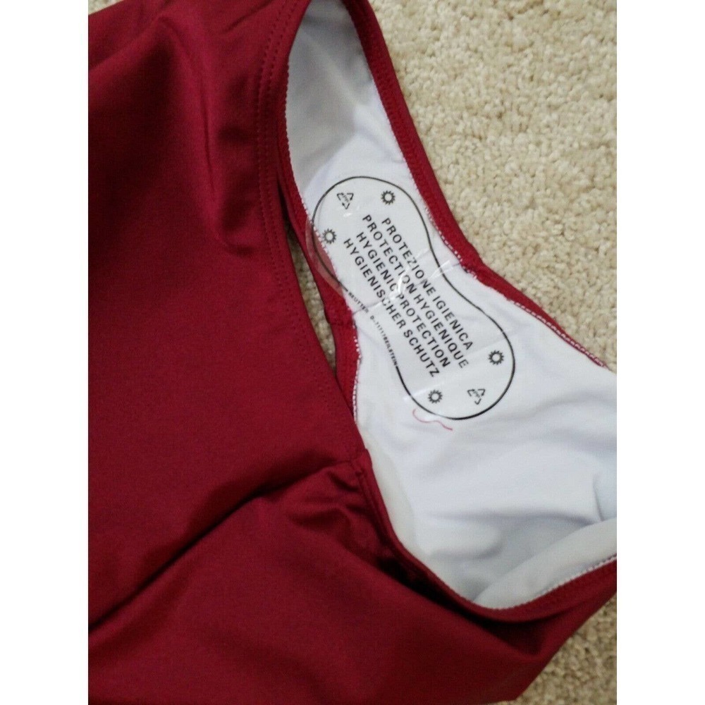 CUPSHE~Woman Size S~Maroon Wine Red One Piece Swimsuit Halter NWT. - Picture 10 of 11